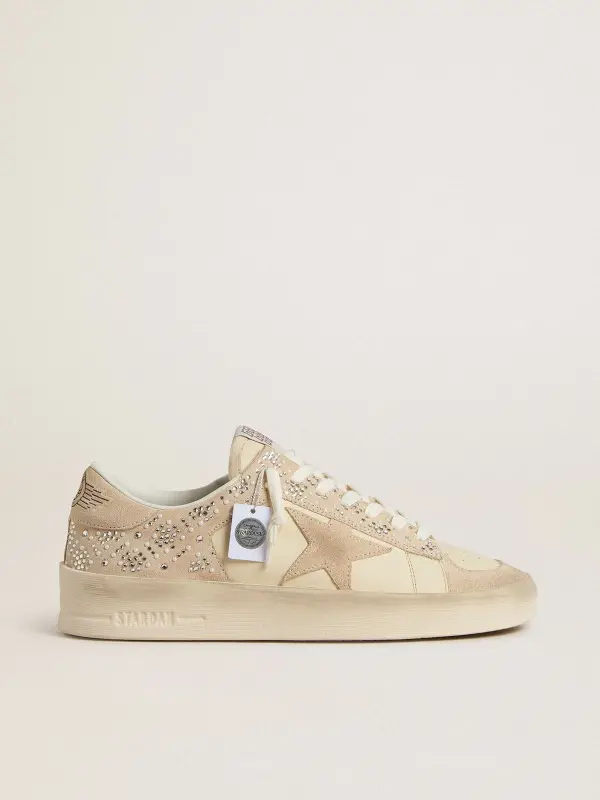 Stardan in cream-colored suede and leather with Swarovski and a suede star online