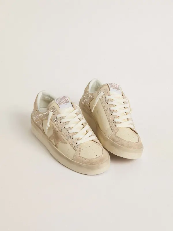 Stardan in cream-colored suede and leather with Swarovski and a suede star online