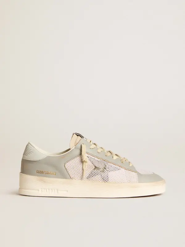 Stardan in gray nappa leather and white mesh with gray leather star online