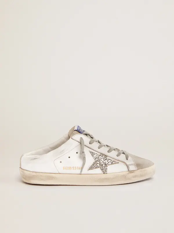 Super-Star Sabot with a platinum glitter star and suede tongue online