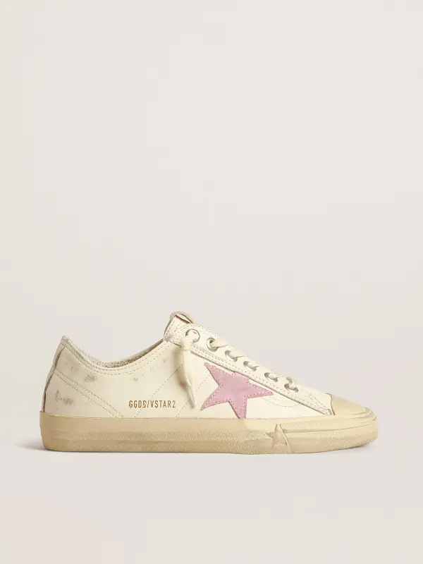 V-Star in beige nappa leather with old-rose suede star online