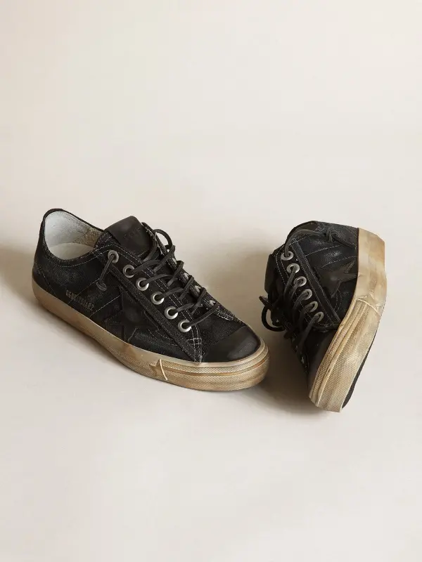 V-Star in midnight-blue denim with black leather star and toe online