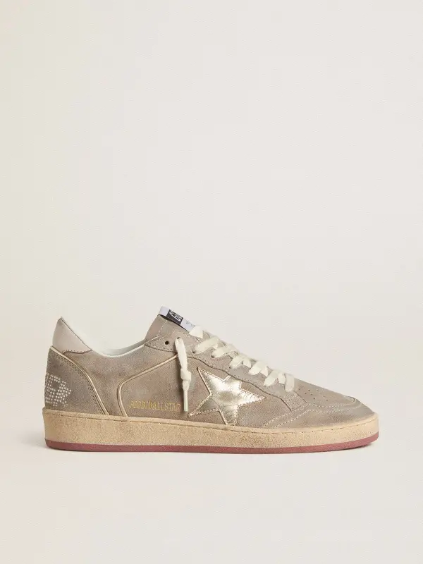 Women’s Ball Star in beige suede with gold metallic leather star and bead lettering online