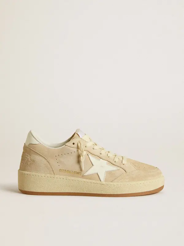 Women’s Ball Star in beige suede with white leather star and heel tab online