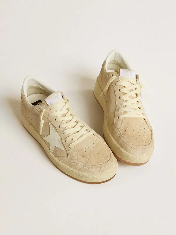 Women’s Ball Star in beige suede with white leather star and heel tab online