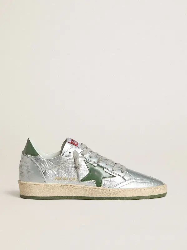 Women’s Ball Star in silver nylon with green leather star and heel tab online