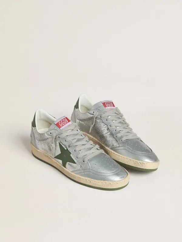 Women’s Ball Star in silver nylon with green leather star and heel tab online