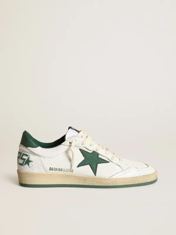 Women’s Ball Star in white nappa leather with green leather star and heel tab online