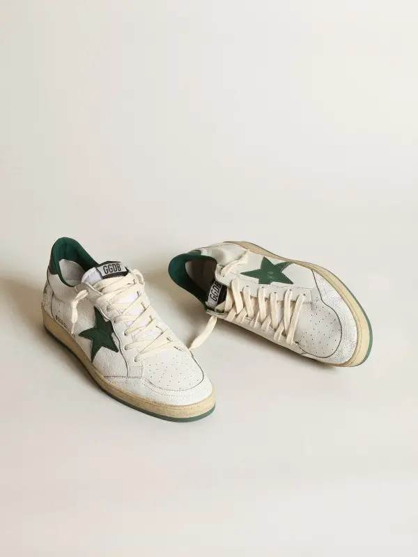 Women’s Ball Star in white nappa leather with green leather star and heel tab online