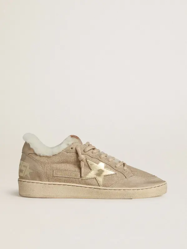 Women’s Ball Star in wool with gold leather star and white shearling lining online
