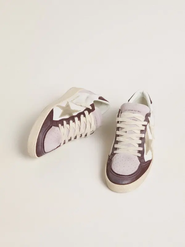 Women’s Ball Star LTD in nappa with platinum foiled leather star and burgundy nubuck leather heel tab online