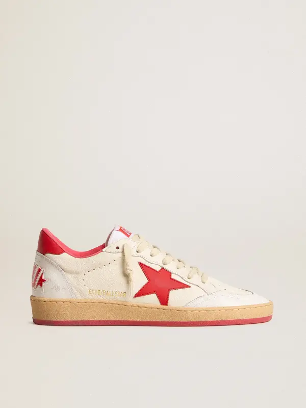 Women’s Ball Star Wishes in white leather with a red star and heel tab online
