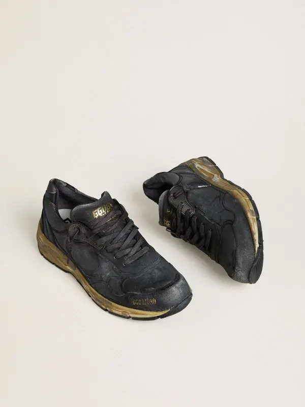 Women’s Dad-Star in black naplak and crackle leather with black star and heel tab online
