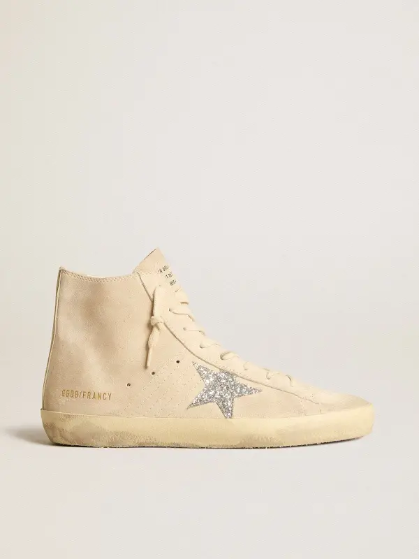Women’s Francy in beige suede with silver glitter star online