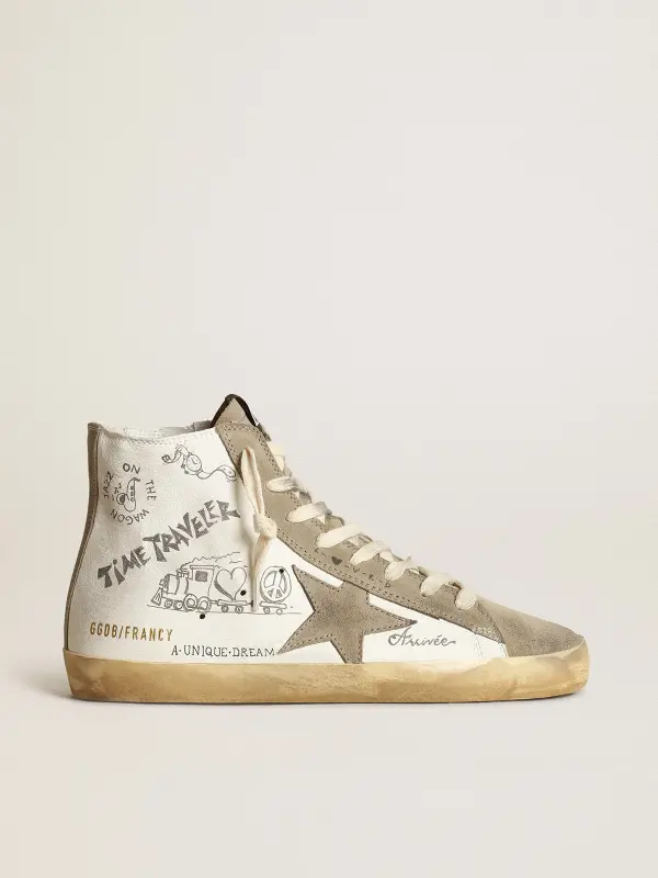 Women’s Francy with dove gray suede inserts and all-over lettering online