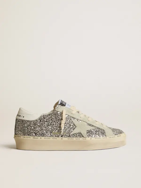 Women’s Hi Star in silver glitter with suede star and white heel tab online