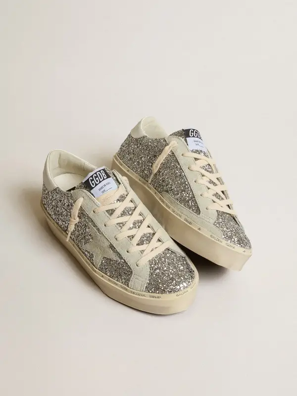 Women’s Hi Star in silver glitter with suede star and white heel tab online