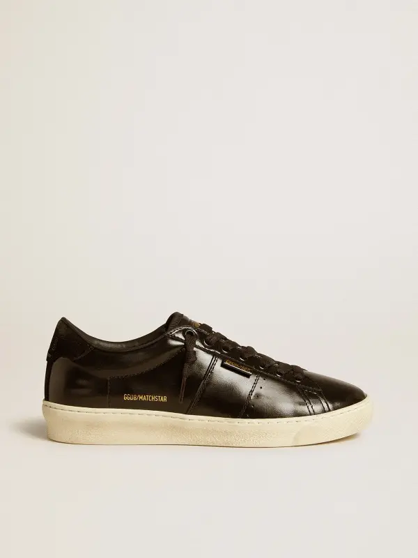 Women’s Matchstar in black leather with black suede heel tab online