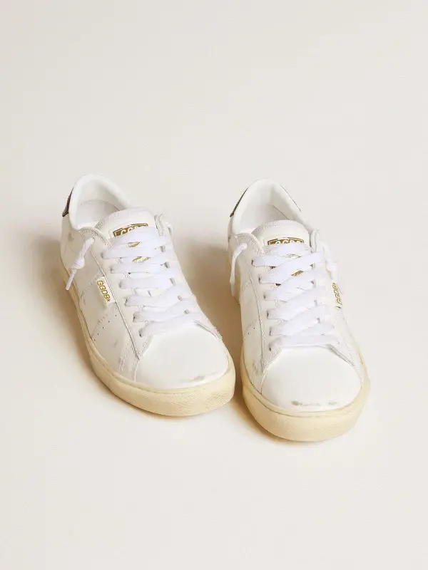Women’s Matchstar in white leather with dark blue leather heel tab online
