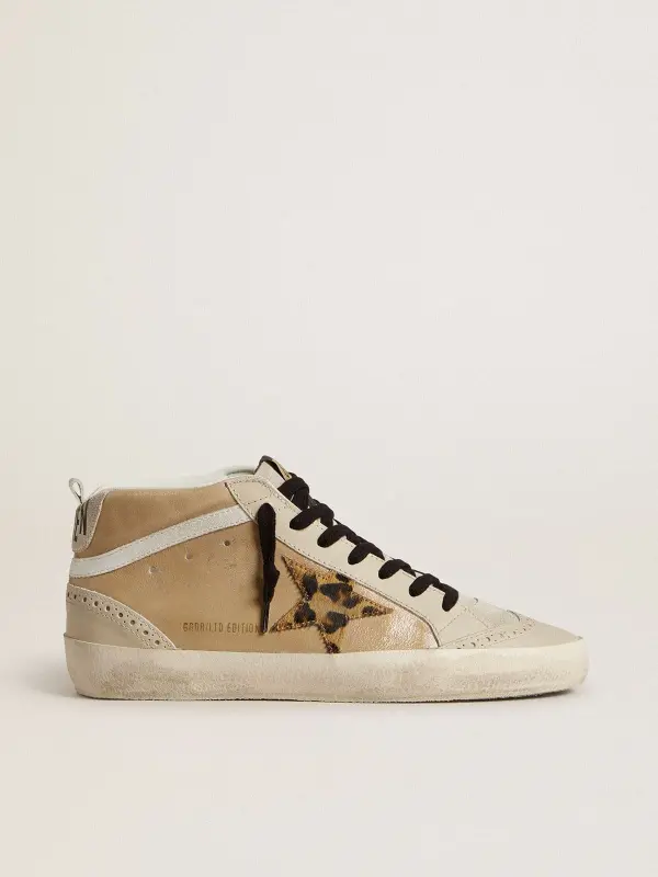 Women’s Mid Star in beige naplak leather with leopard-print pony skin star online