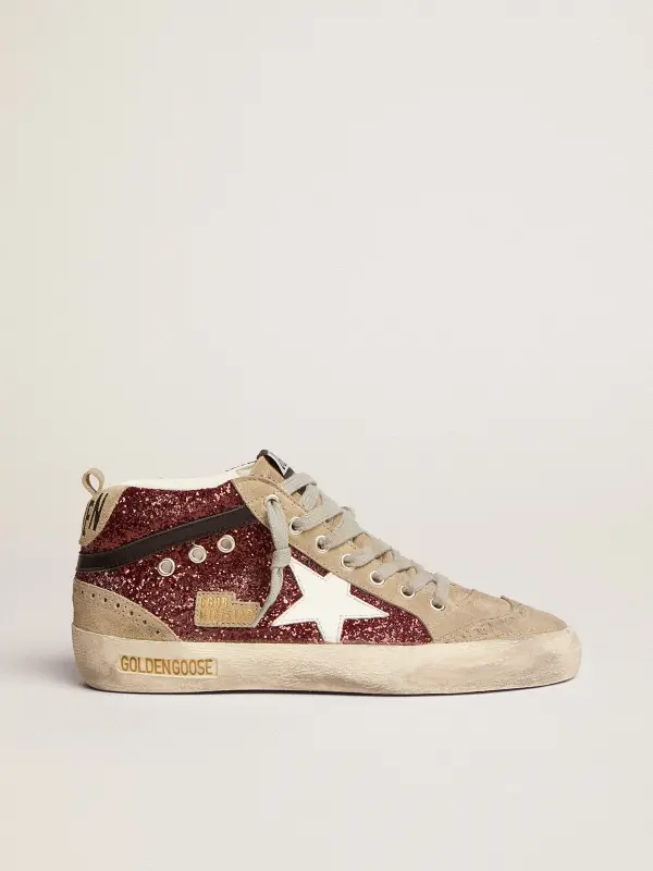 Women’s Mid Star in burgundy glitter with gray inserts and white star online