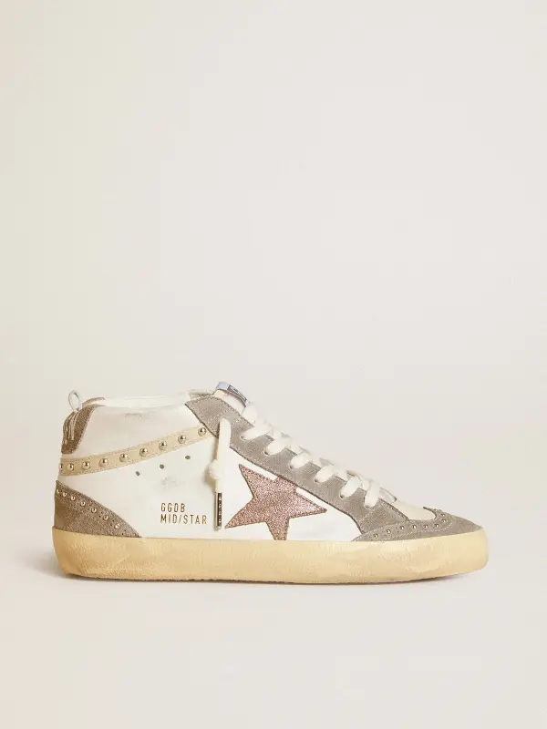 Women’s Mid Star in nappa and suede with light brown metallic leather star online