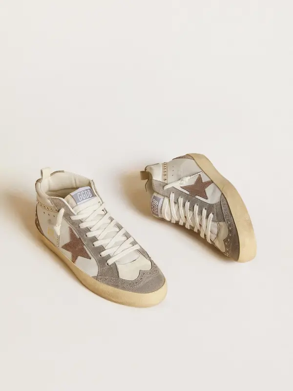 Women’s Mid Star in nappa and suede with light brown metallic leather star online