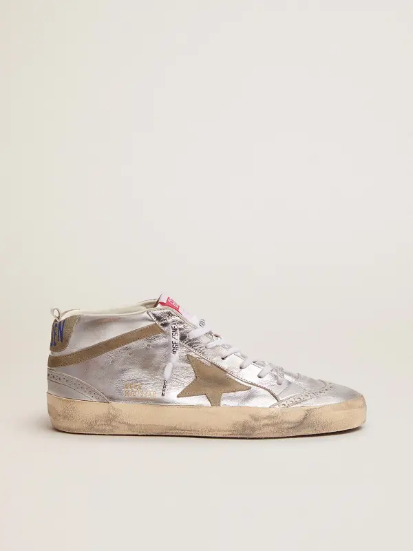 Women’s Mid Star in silver laminated leather with dove gray star online