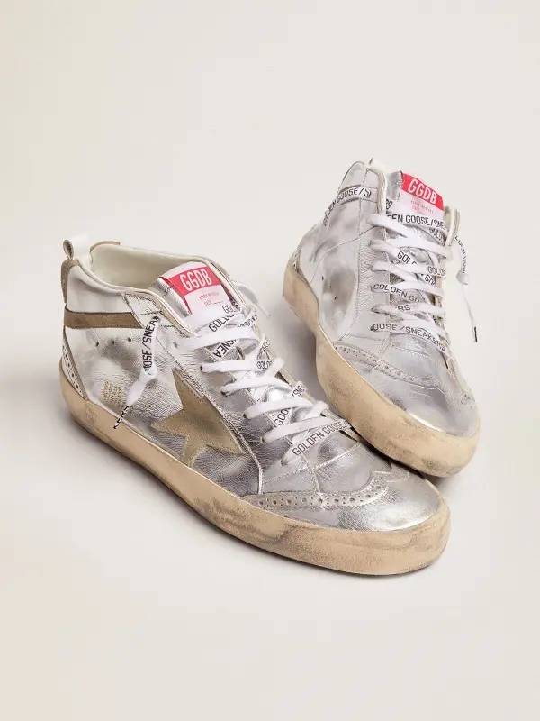 Women’s Mid Star in silver laminated leather with dove gray star online