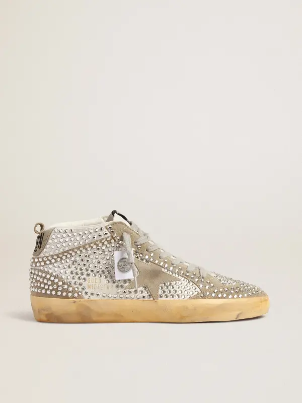 Women’s Mid Star in white and dove-gray suede with Swarovski crystals online
