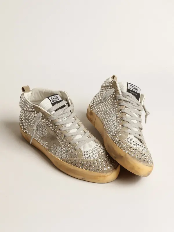 Women’s Mid Star in white and dove-gray suede with Swarovski crystals online