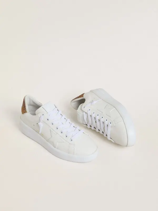 Women’s Purestar with white leather star and brown crystal heel tab online