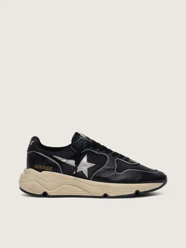 Women’s Running Sole in black nappa leather and nylon with a silver leather star online