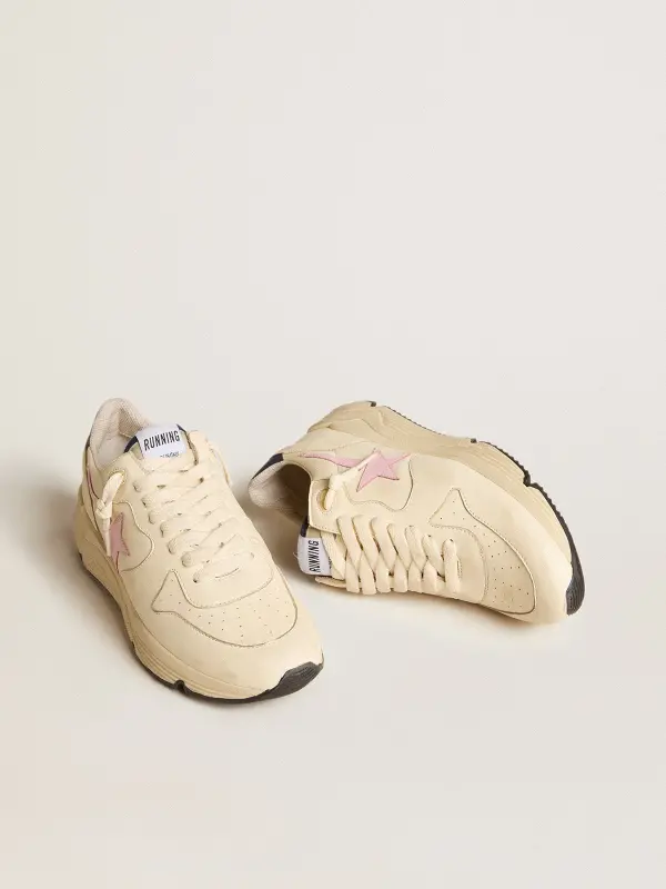 Women’s Running Sole in nappa leather with pink leather star and blue leather heel tab online