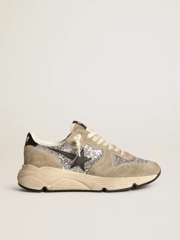 Women’s Running Sole in silver glitter and dove gray suede online