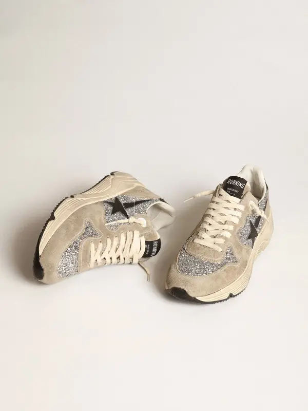 Women’s Running Sole in silver glitter and dove gray suede online