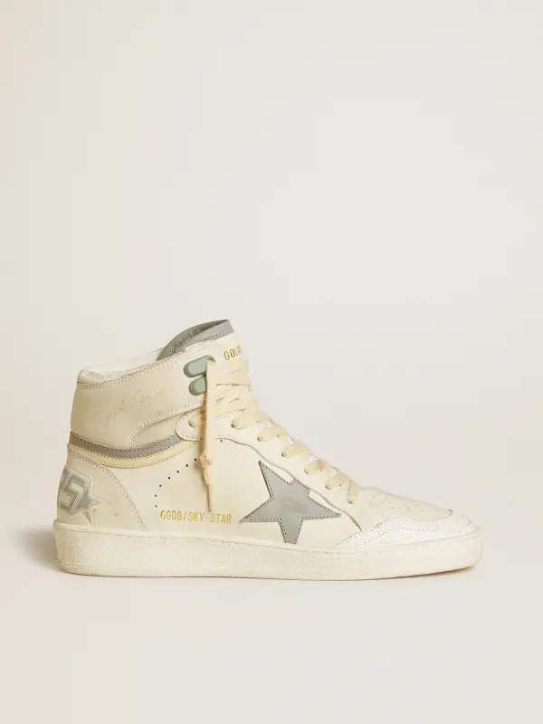 Women’s Sky-Star in leather with light blue leather star and white heel tab online
