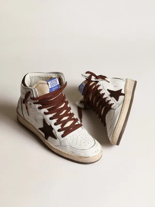 Women’s Sky-Star in white nappa leather with chocolate suede star online