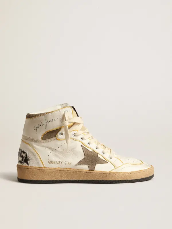 Women’s Sky-Star in white nappa leather with dove-gray suede star online