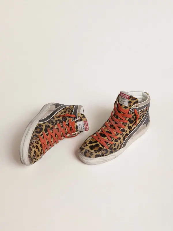 Women’s Slide LTD in leopard-print pony skin with metallic leather star and flash online