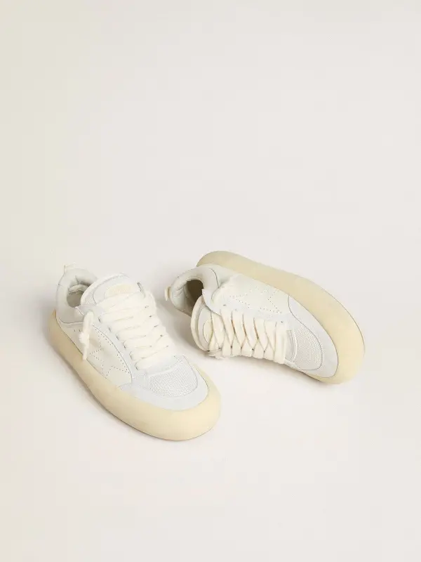 Women’s Space-Star Cube in white leather with perforated star online