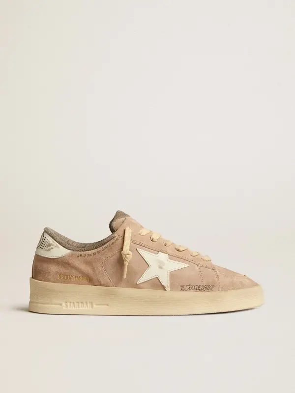 Women’s Stardan in old rose suede with white leather star and heel tab online
