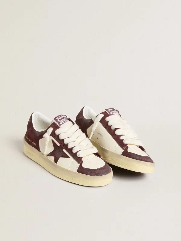 Women’s Stardan in white nappa with burgundy suede star and heel tab online