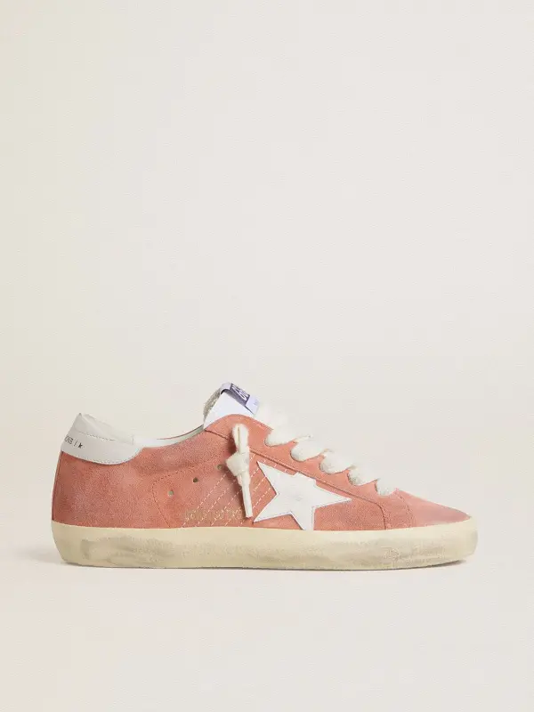 Women’s Super-Star in coral suede with white leather star and heel tab online