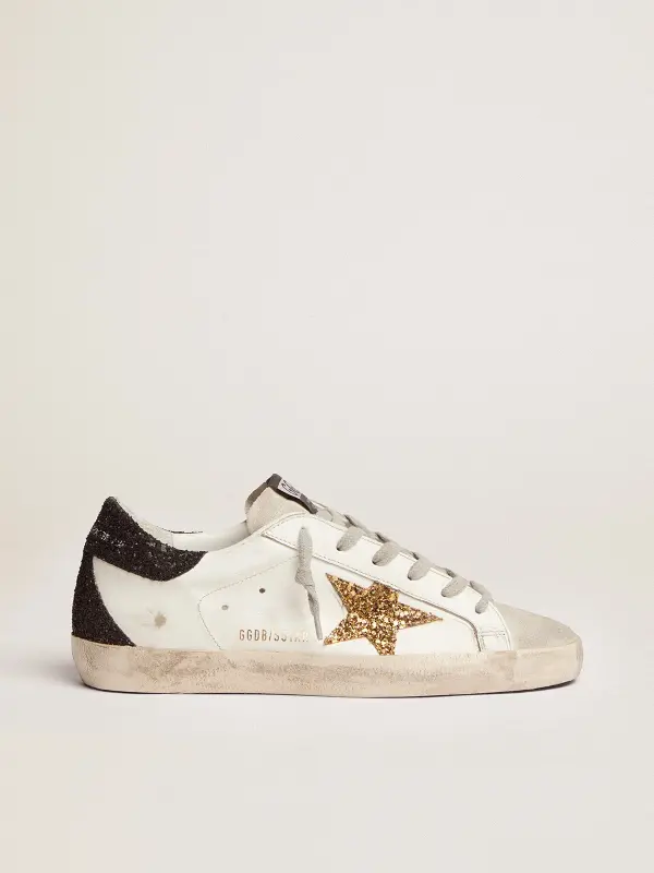 Women’s Super-Star in nappa leather with gold glitter star and black glitter heel tab online