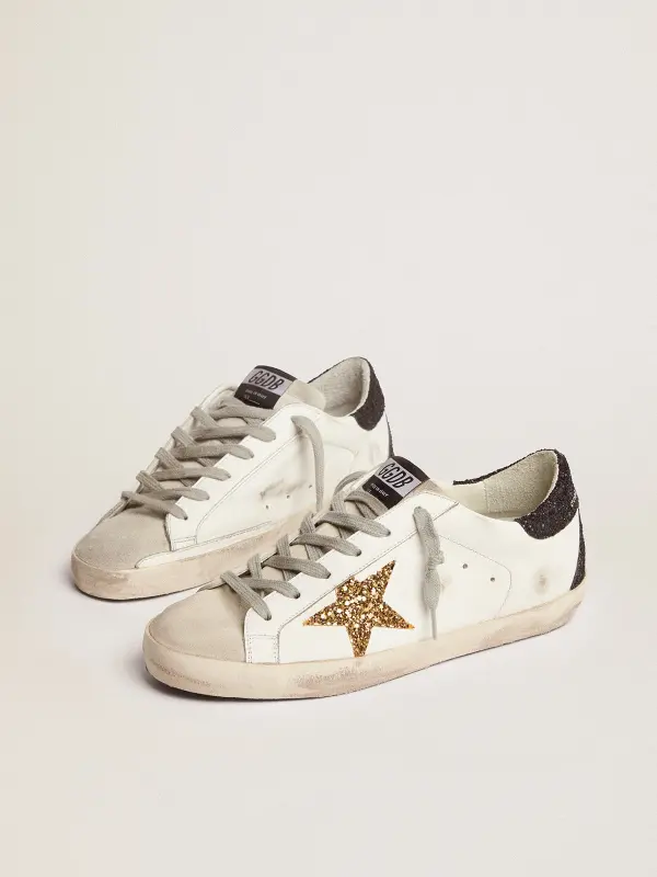 Women’s Super-Star in nappa leather with gold glitter star and black glitter heel tab online