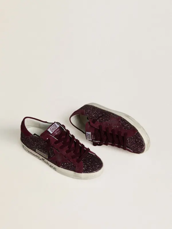 Women’s Super-Star LTD in cherry glitter with cherry suede star online