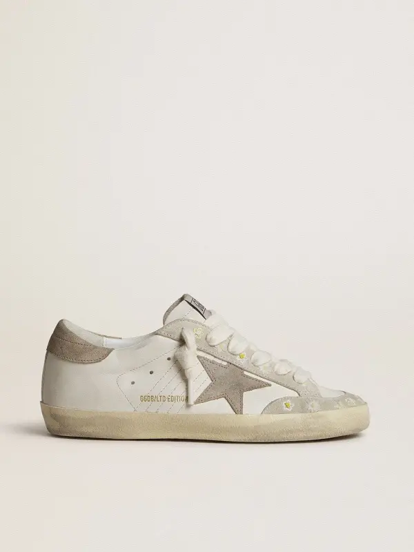 Women’s Super-Star LTD with beige suede star and heel tab and floral embroidery online