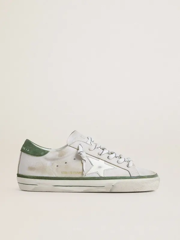 Women’s Super-Star LTD with white leather star and green suede heel tab online