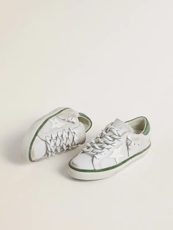 Women’s Super-Star LTD with white leather star and green suede heel tab online